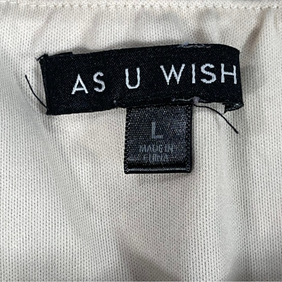 As You Wish size large colorful mini dress, tie at neck, asymmetrical hem, EUC - Picture 12 of 13